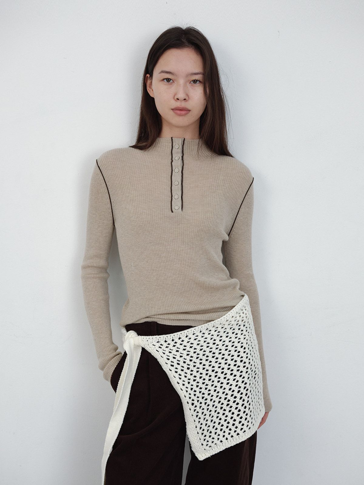 헌치(HUNCH) Wool Blend Henry Neck Knit Pullover (2color)