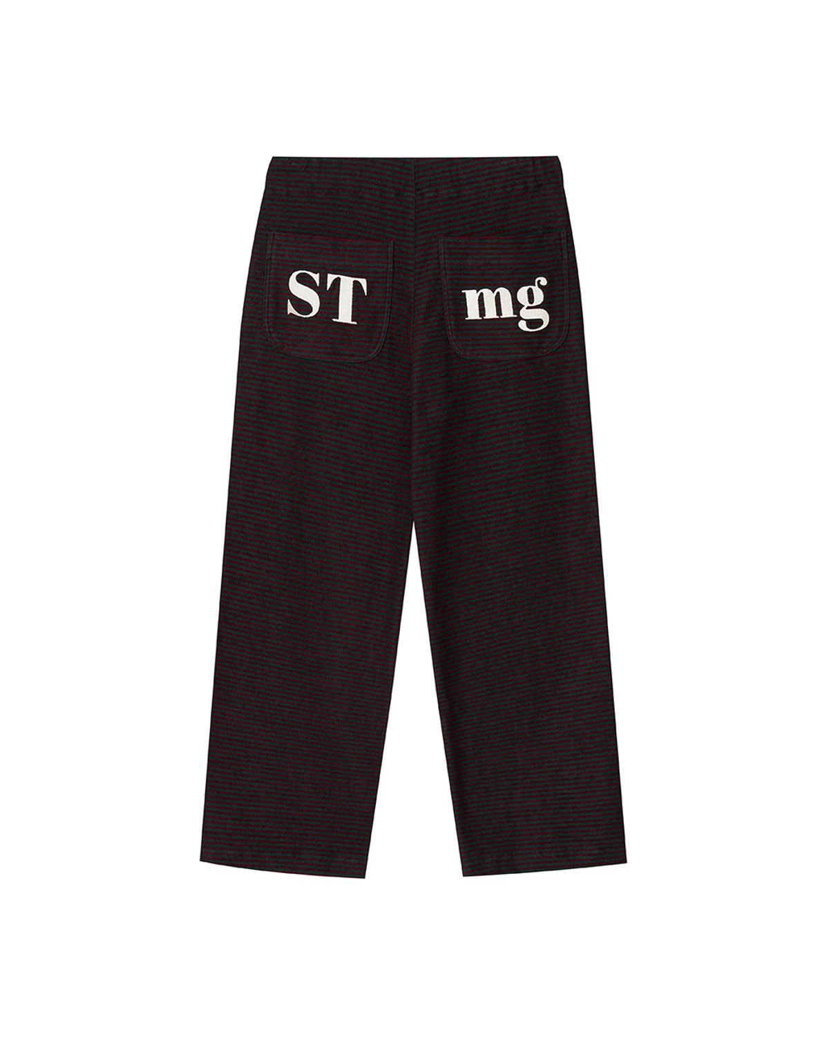 스트라이프마가린(STMG) stmg 로고 스트라이프 밴딩 팬츠 그린
