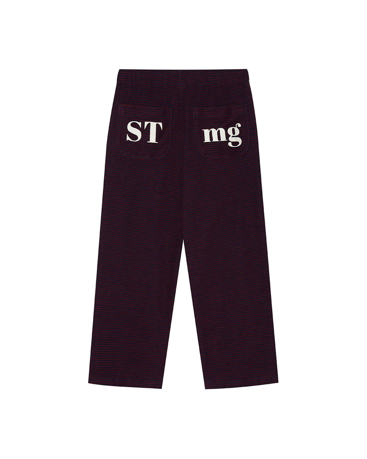 스트라이프마가린(STMG) stmg 로고 스트라이프 밴딩 팬츠 레드