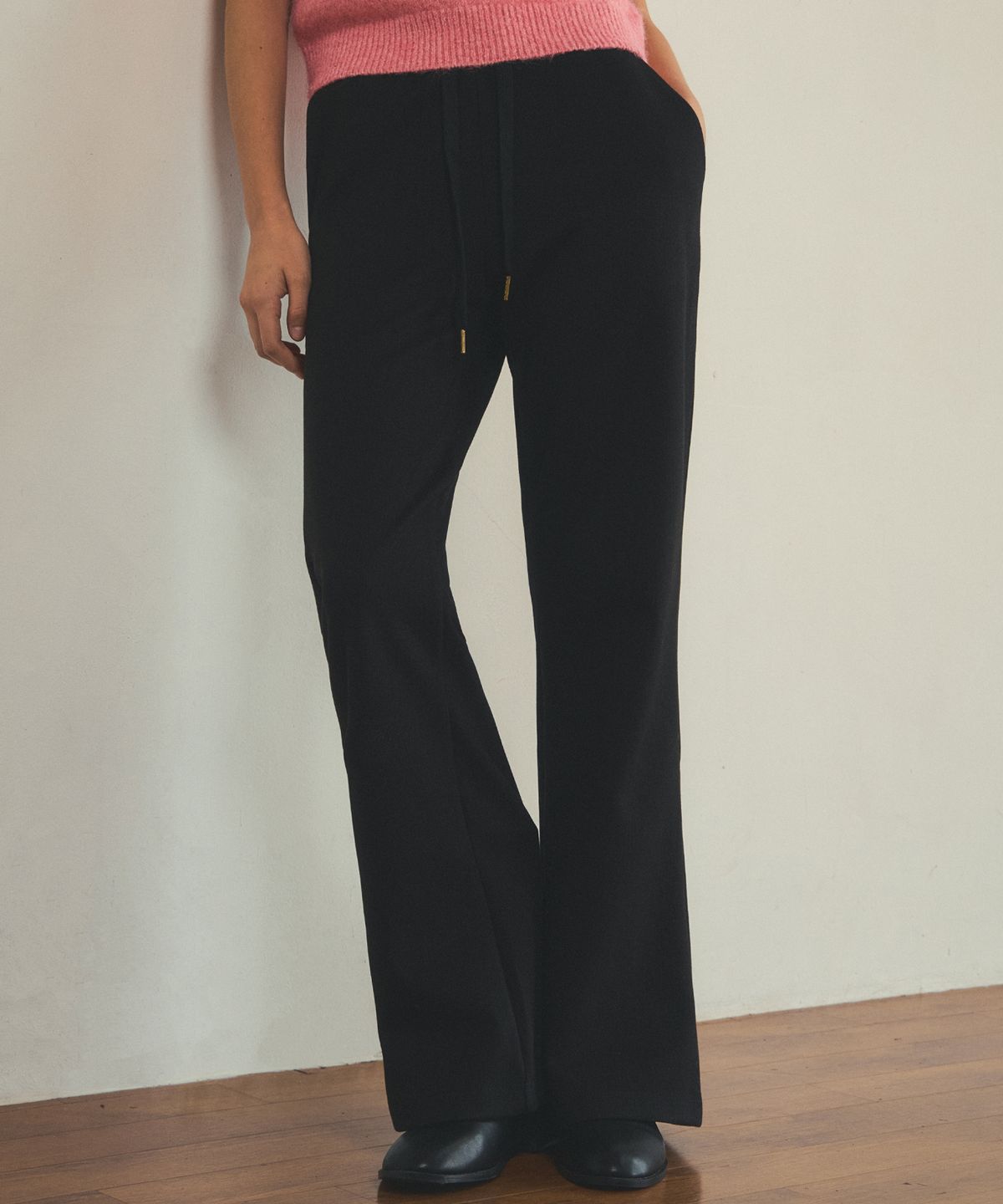 아우어노스텔지아(OURNOSTALGIA) herring stripe bootcut pants_Black