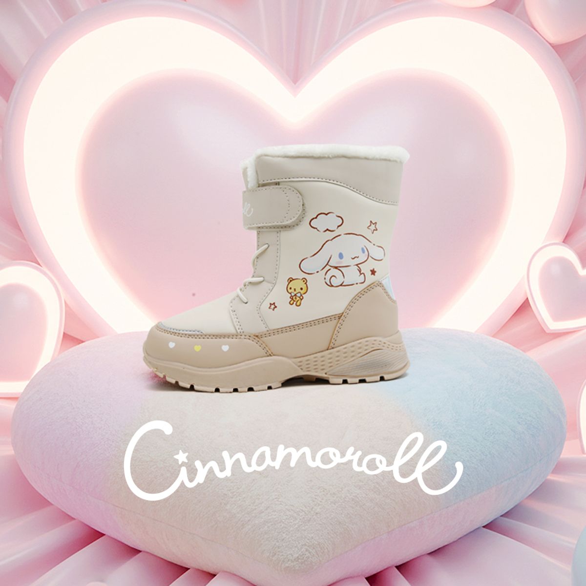 산리오 키즈(SANRIO) 시나모롤 하트 라이팅 방한부츠