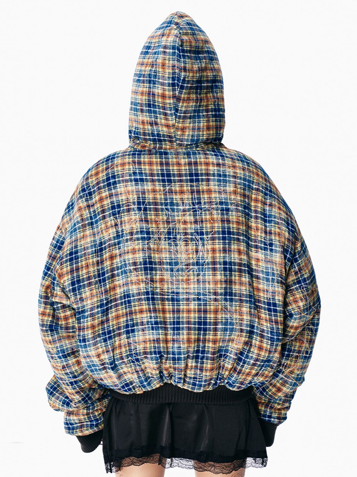와이이이엘(YEEL) CUBIC TARTAN CHECK HOODIE JUMPER GREEN