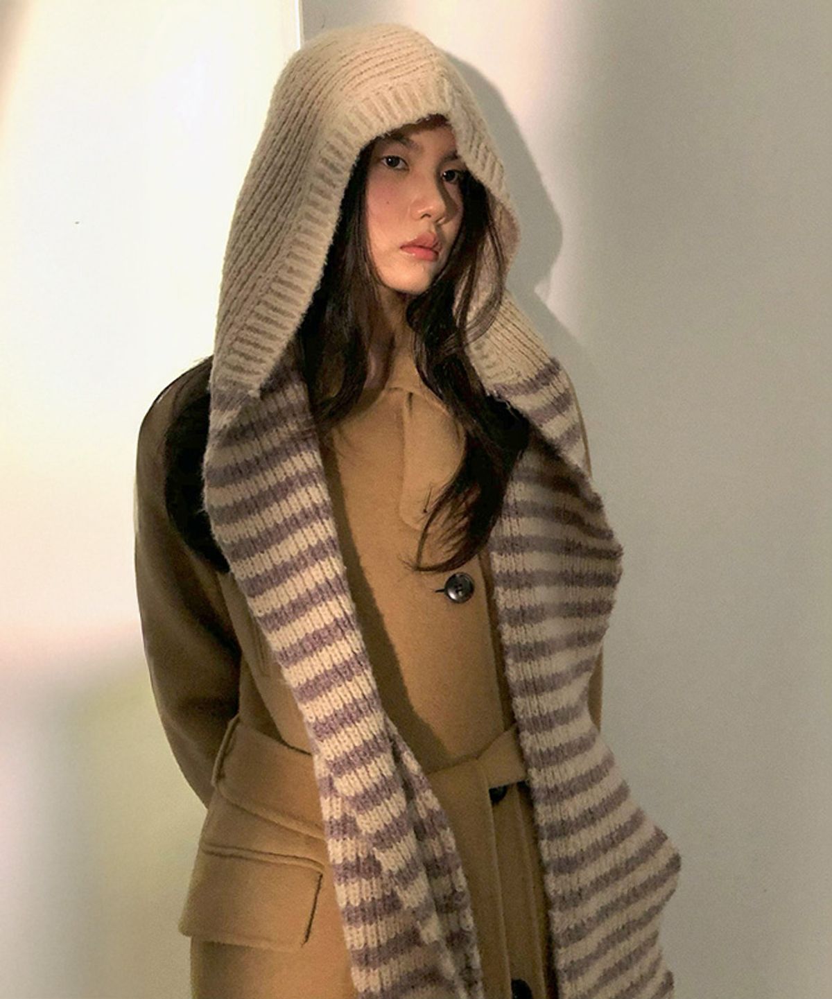 리리수(LILISU) Charlie Hoodie Muffler / Cocoa Brown