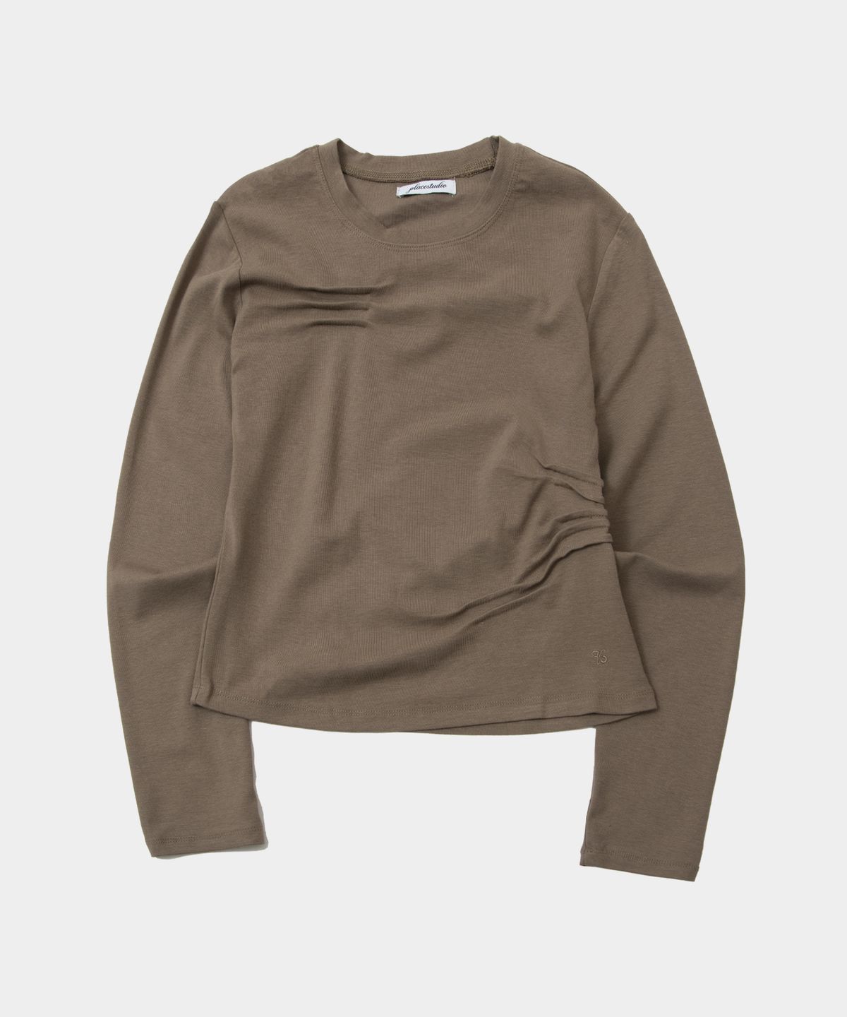 플레이스 스튜디오(PLACE STUDIO) 소프트 세미 크롭 핀턱 디테일 라운드넥 롱 슬리브 티셔츠 _3COLOR