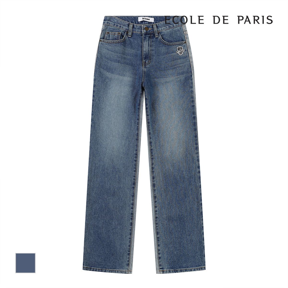 에꼴드파리(ECOLEDEPARIS) 배색포인트 일자 데님팬츠_RB2YDPB064Z