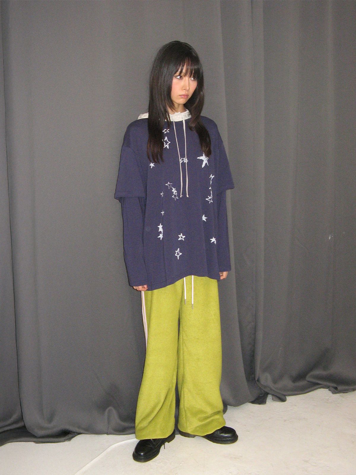 온스카(ONSKA) STARRY DOUBLE SLEEVE T (MIDNIGHT BLUE)