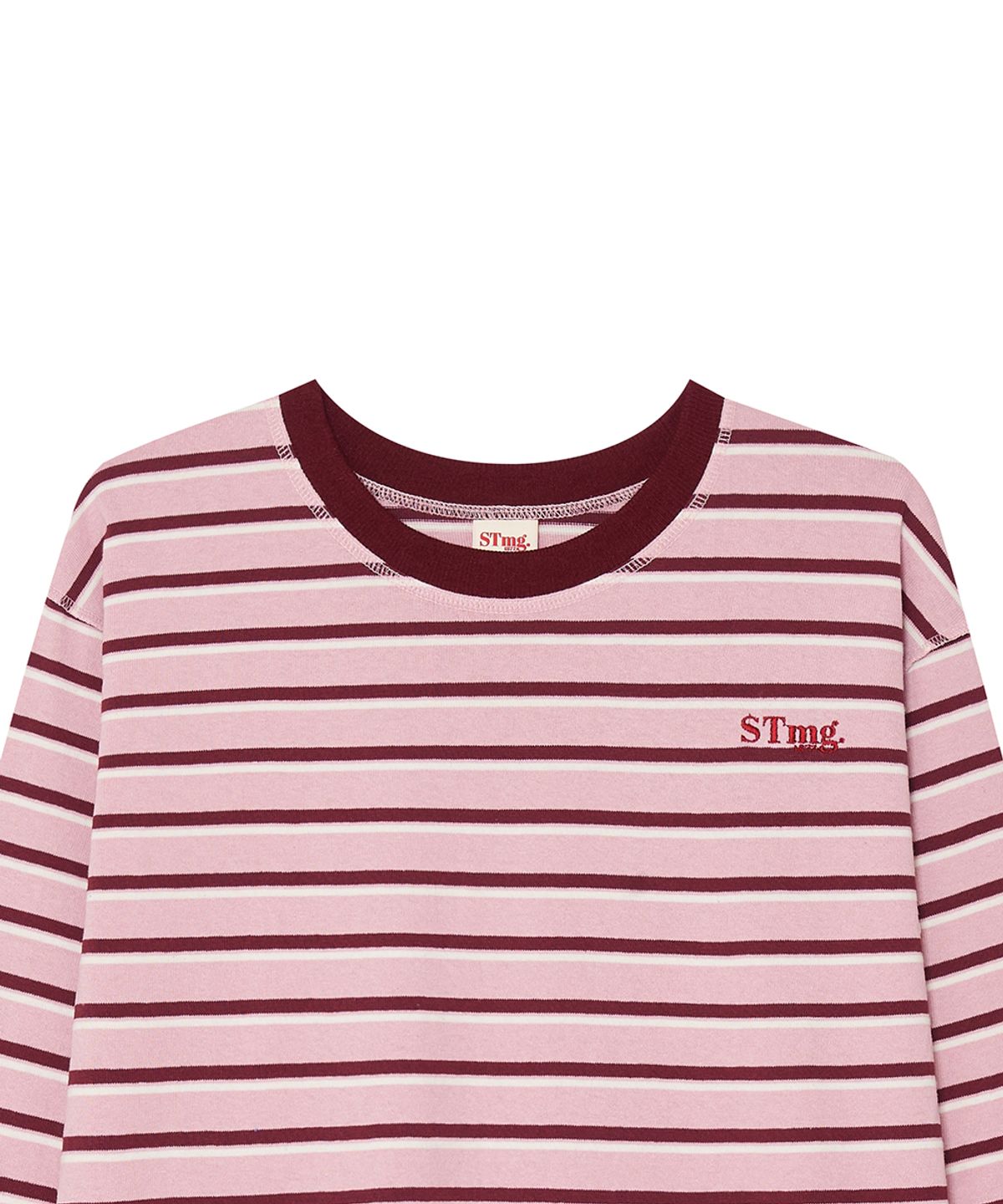 스트라이프마가린(STMG) stmg 로고 스트라이프 롱슬리브 핑크