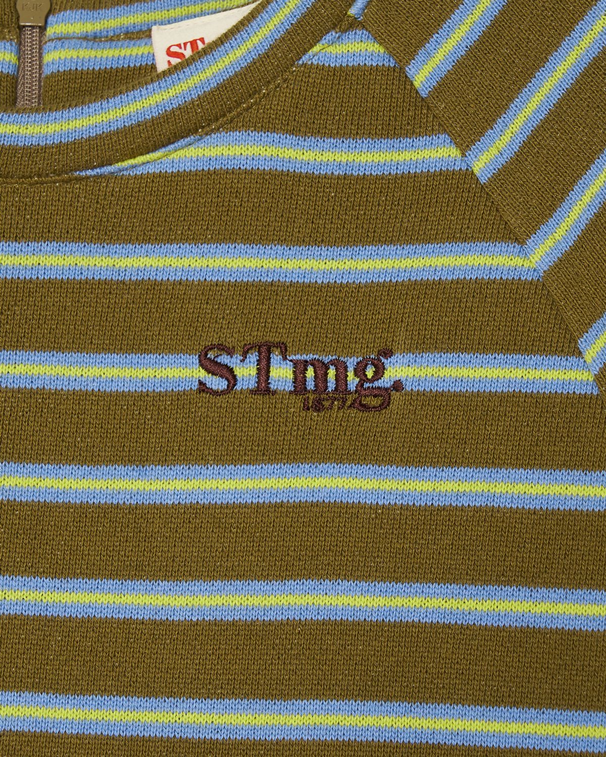 스트라이프마가린(STMG) 프레피 스트라이프 미디 원피스 카키