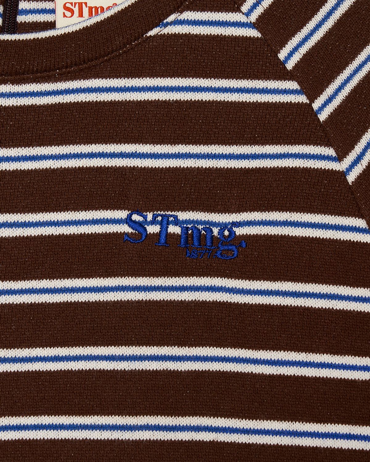 스트라이프마가린(STMG) 프레피 스트라이프 미디 원피스 브라운