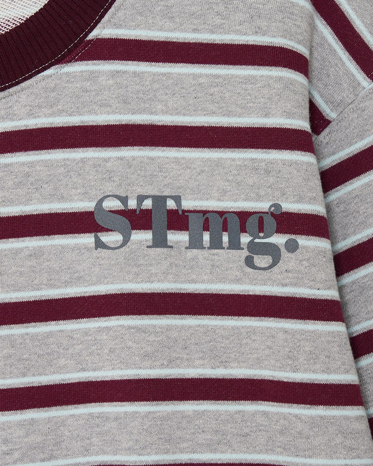 스트라이프마가린(STMG) stmg 스몰 로고 스트라이프 맨투맨 그레이