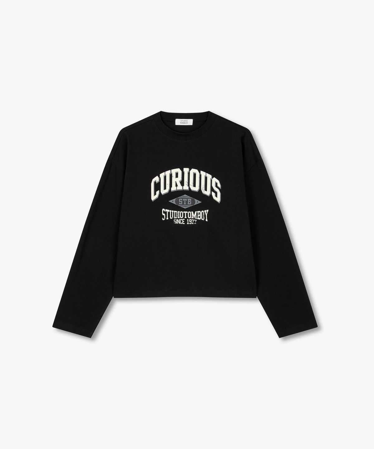 스튜디오 톰보이(STUDIO TOMBOY) 큐리어스 그래픽 롱슬리브 티셔츠_블랙_블랙 9176122972