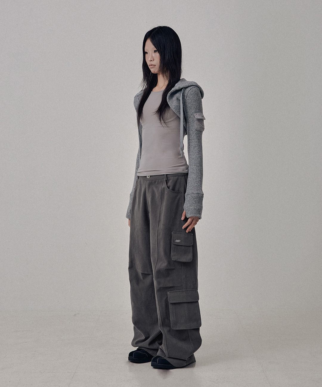 41pray Knit Hoodie Bolero Cardigan韓国 MUSINSA公式 | 41PRAY Knit Hoodie Bolero Cardigan / Grey