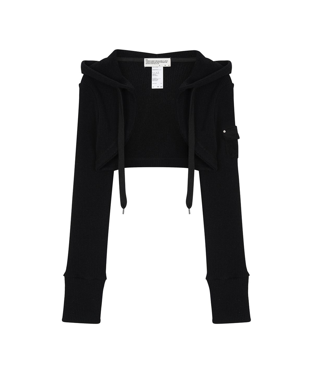 사일프레이(41PRAY) Knit Hoodie Bolero Cardigan / Black