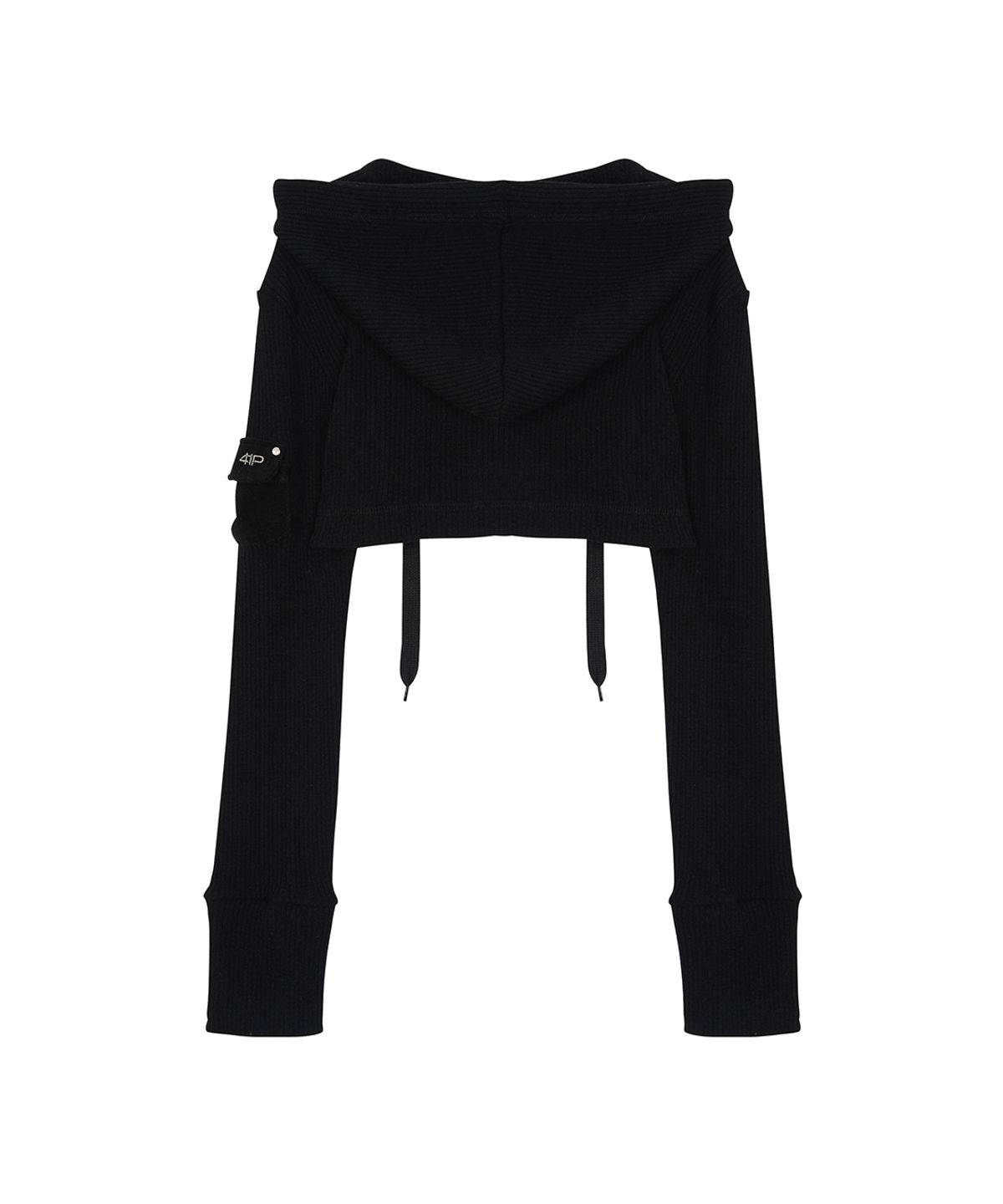 사일프레이(41PRAY) Knit Hoodie Bolero Cardigan / Black