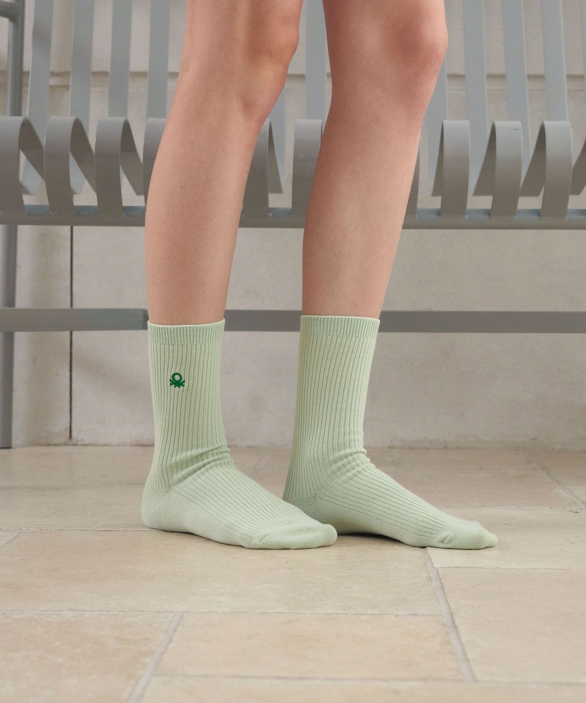 베네통(BENETTON) [GIFT SET] 파스텔 심볼 자수 크루 삭스 5족 선물세트 (3colors)