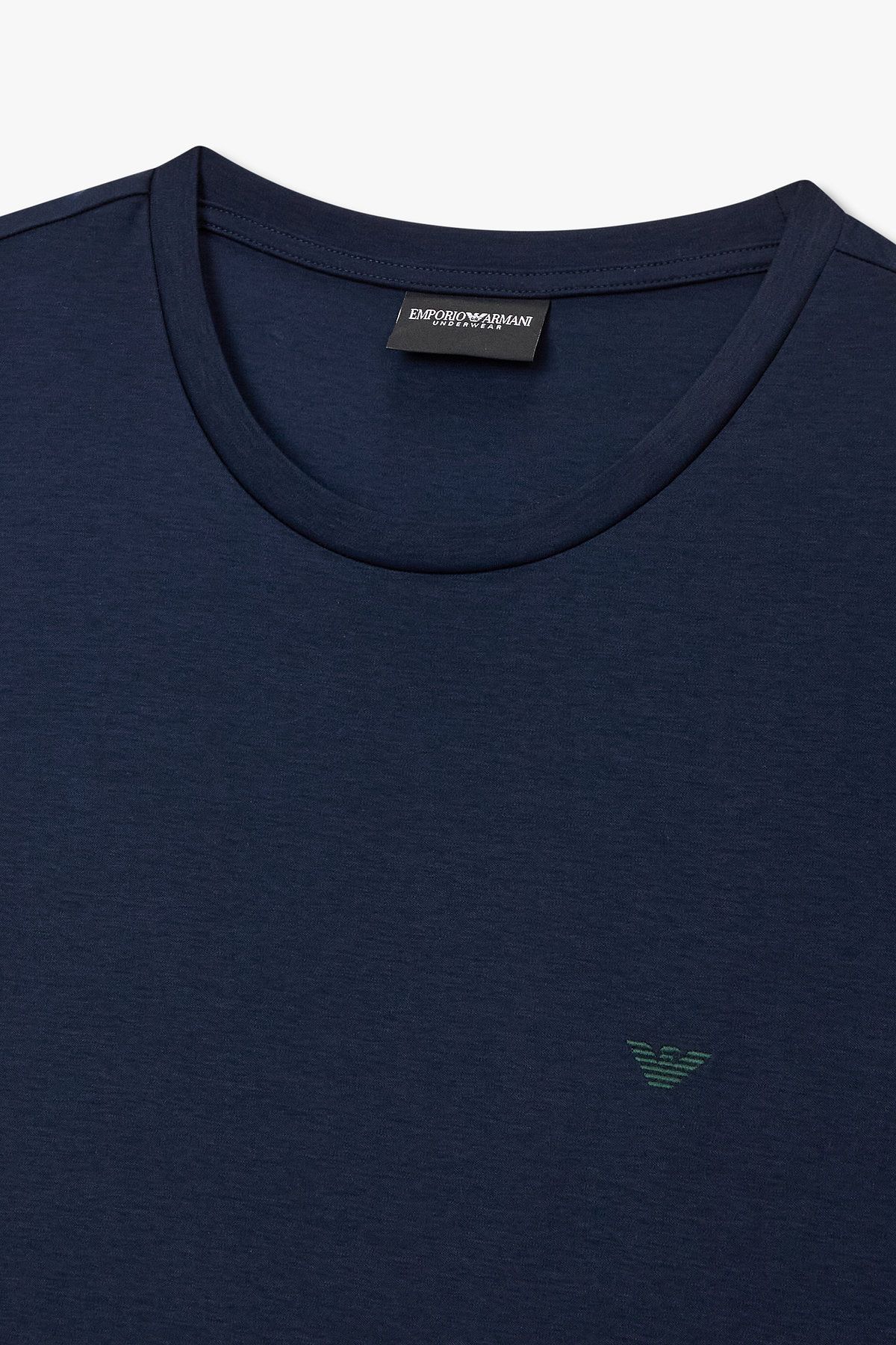 엠포리오 아르마니 언더웨어(EMPORIO ARMANI UNDERWEAR) 남성 이글 자수 로고 라운지 티셔츠_블루 0815334004