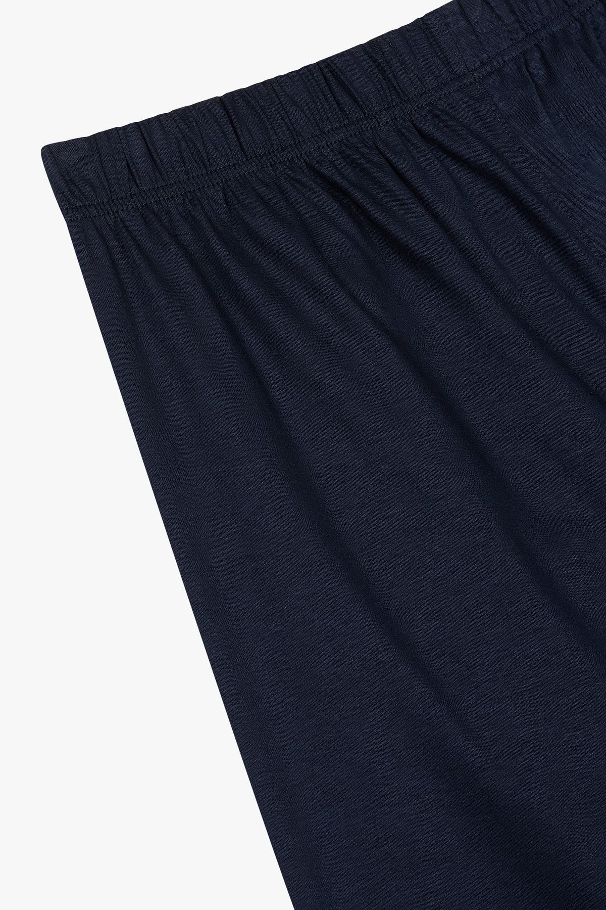 엠포리오 아르마니 언더웨어(EMPORIO ARMANI UNDERWEAR) 남성 이글 로고 자수 파자마 쇼츠_블루 0815331004