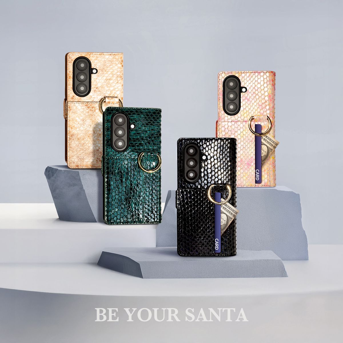 비유어산타(BE YOUR SANTA) 비유어산타 갤럭시 Z폴드7 케이스 천연가죽 카드 힌지보호 제트 폴드7 블랙맘바