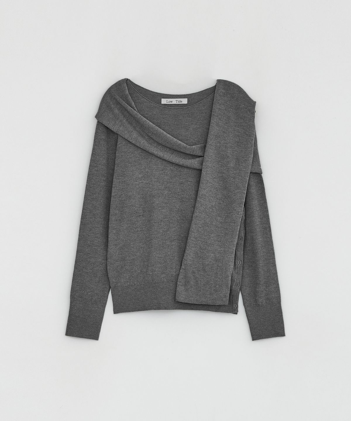 로우타이드(LOW TIDE) MUFFLER SIDE BUTTON KNIT [GREY]