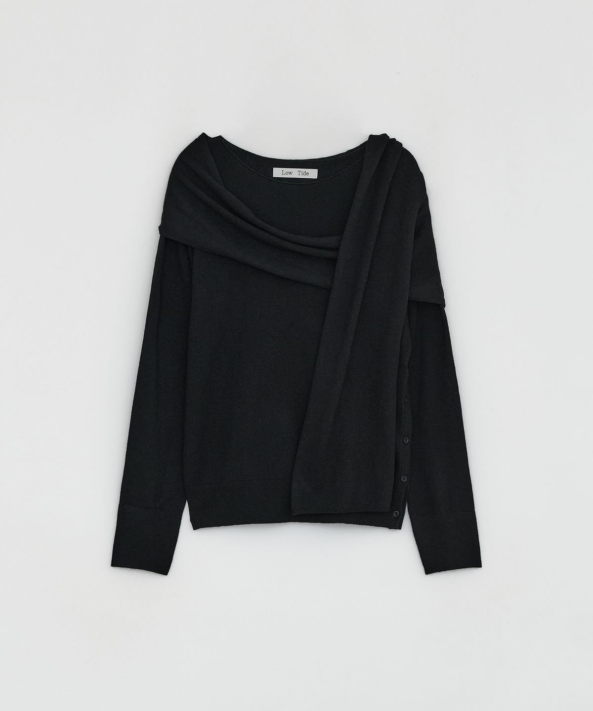 로우타이드(LOW TIDE) MUFFLER SIDE BUTTON KNIT [BLACK]
