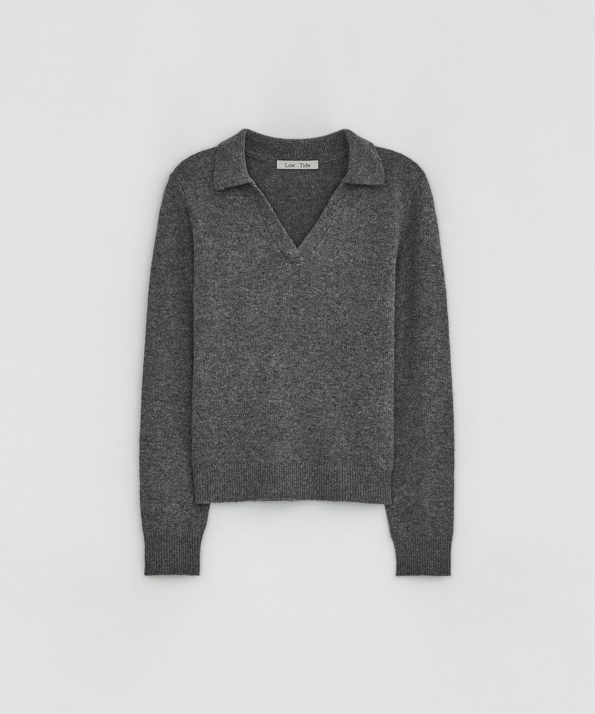로우타이드(LOW TIDE) V NECK COLLAR KNIT [GREY]