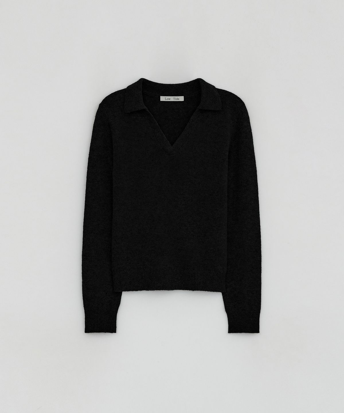 로우타이드(LOW TIDE) V NECK COLLAR KNIT [BLACK]