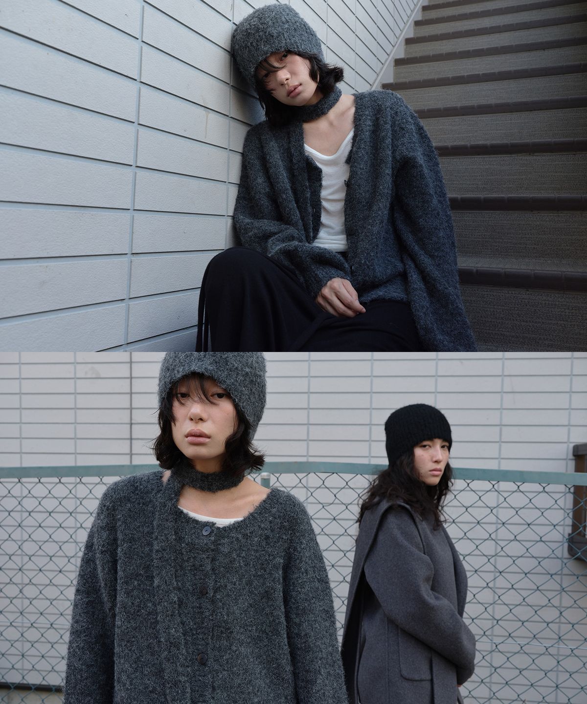 로우타이드(LOW TIDE) FLUFFY KNIT CARDIGAN [CHARCOAL]