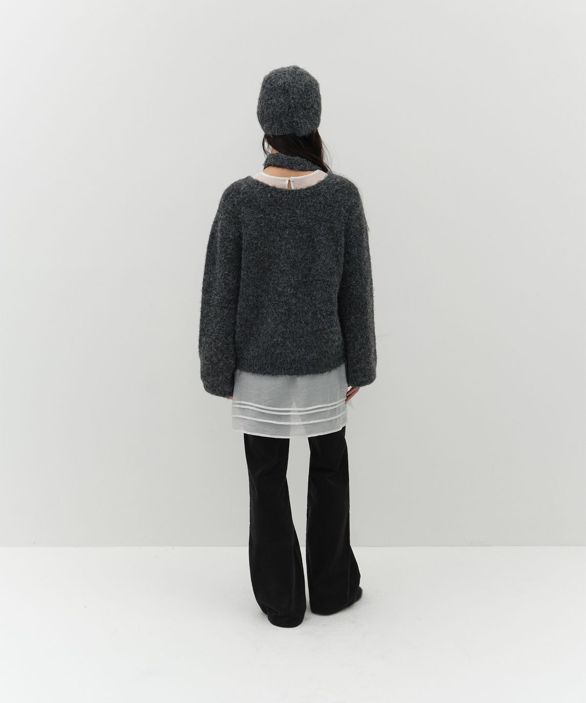 로우타이드(LOW TIDE) FLUFFY KNIT CARDIGAN [CHARCOAL]
