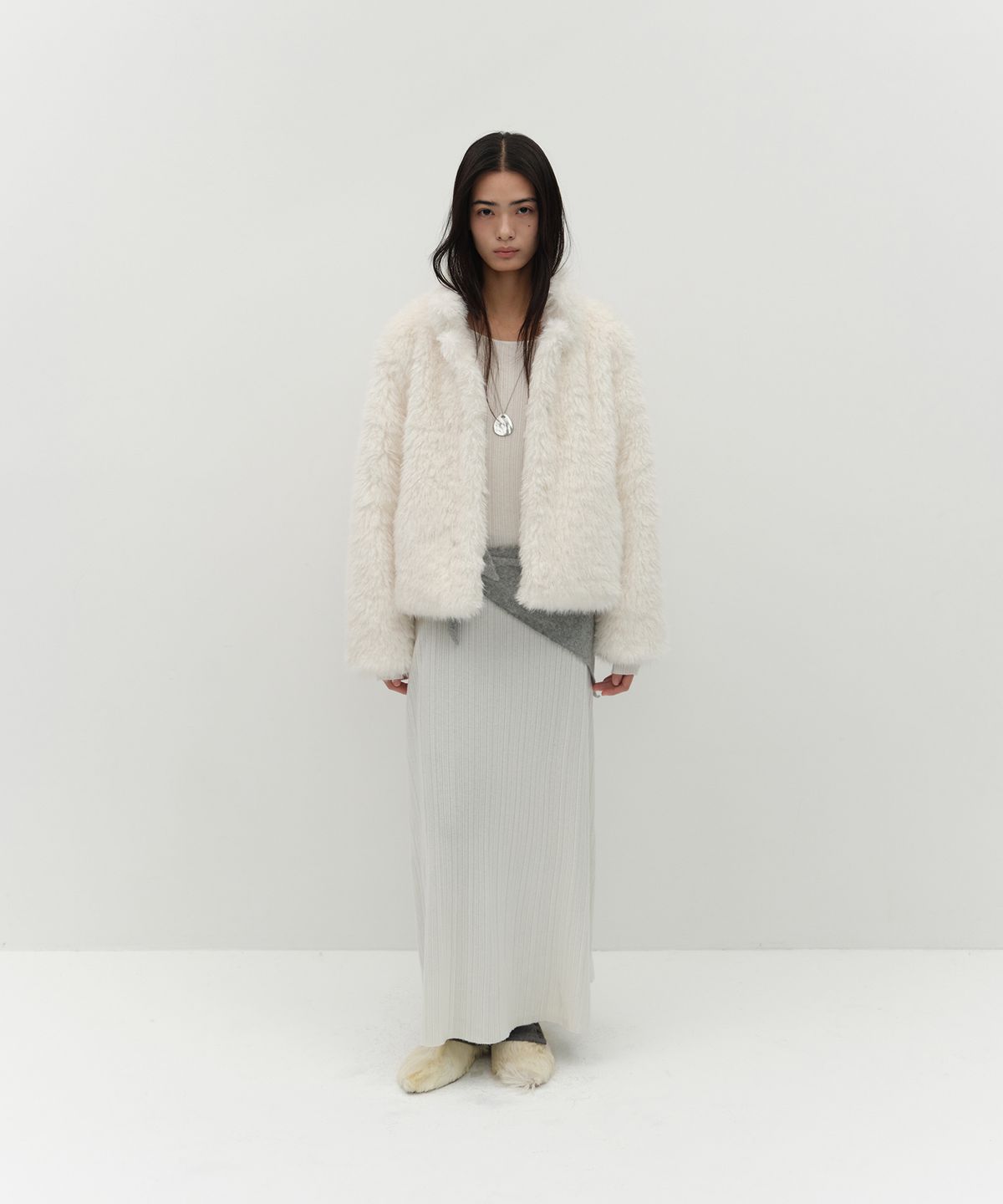 로우타이드(LOW TIDE) HAIRY FUR JACKET [IVORY]