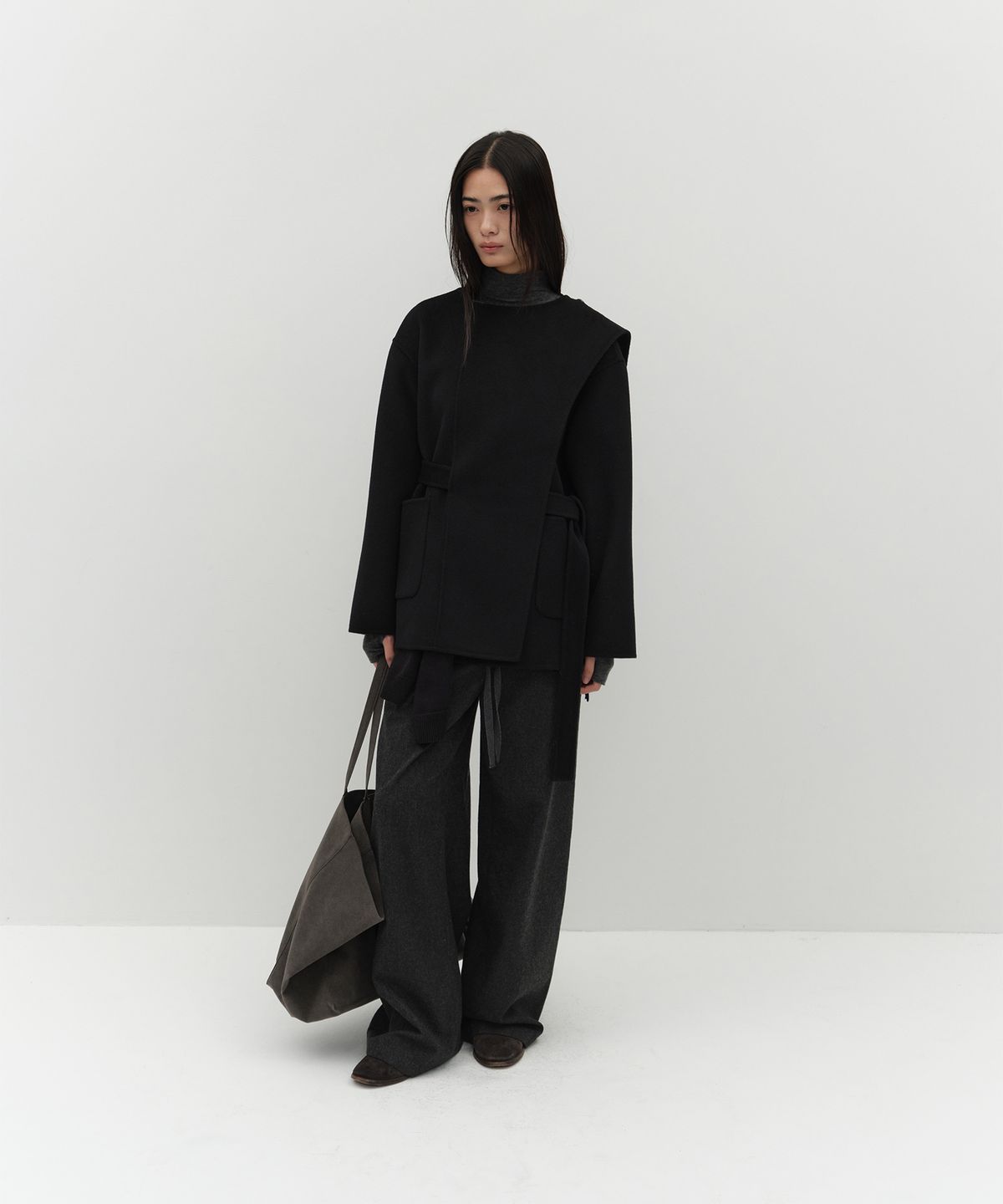 로우타이드(LOW TIDE) HANDMADE MUFFLER COAT [BLACK]