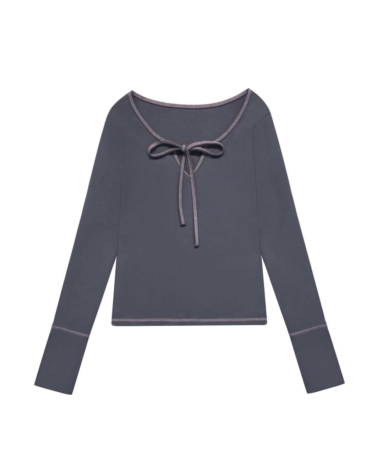 미레코(MIRECO) STITCH RIBBON T CHARCOAL