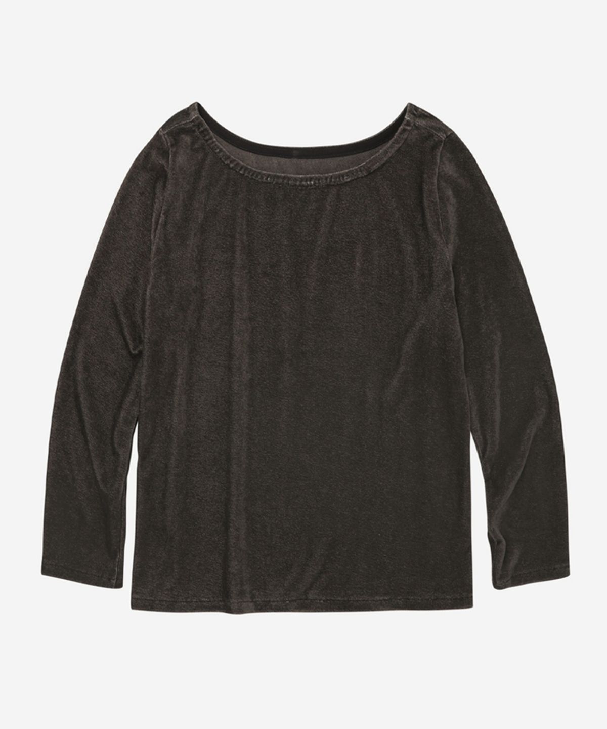 이어닝(YEARNING) WASHING VELVET 3/4 SLEEVE TOP, ESPRESSO