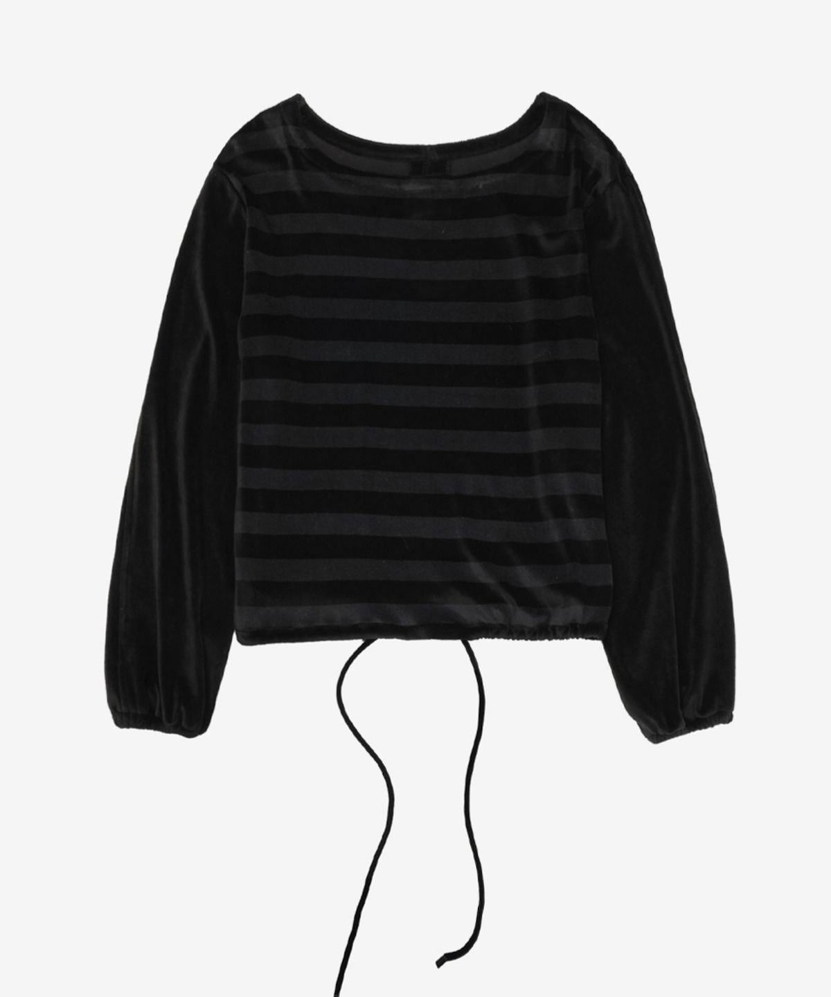 이어닝(YEARNING) VELVET STRING LOOSE TOP, BLACK STRIPE