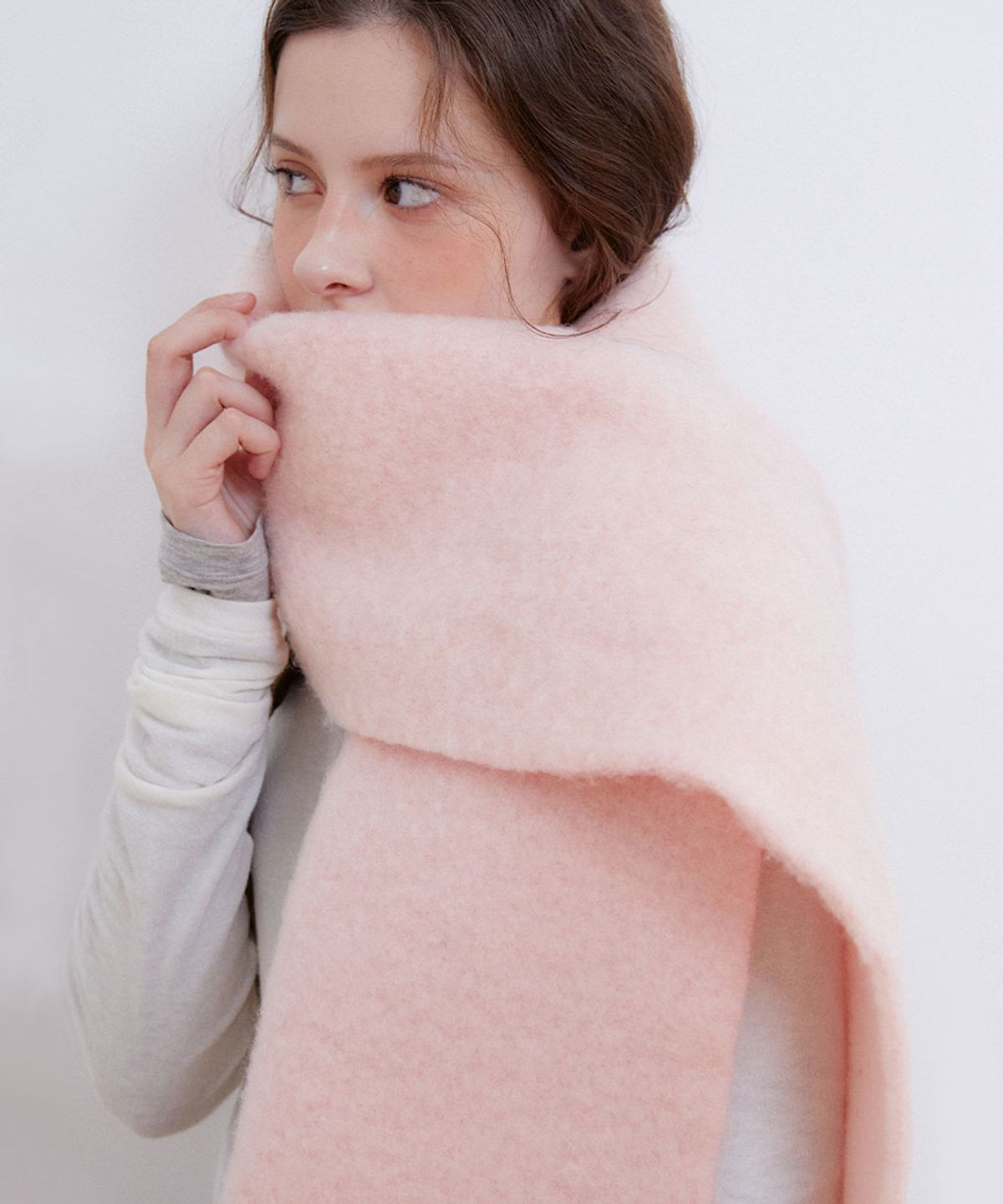 할렌(HALDEN) wool fluffy wide muffler (M049_light pink)