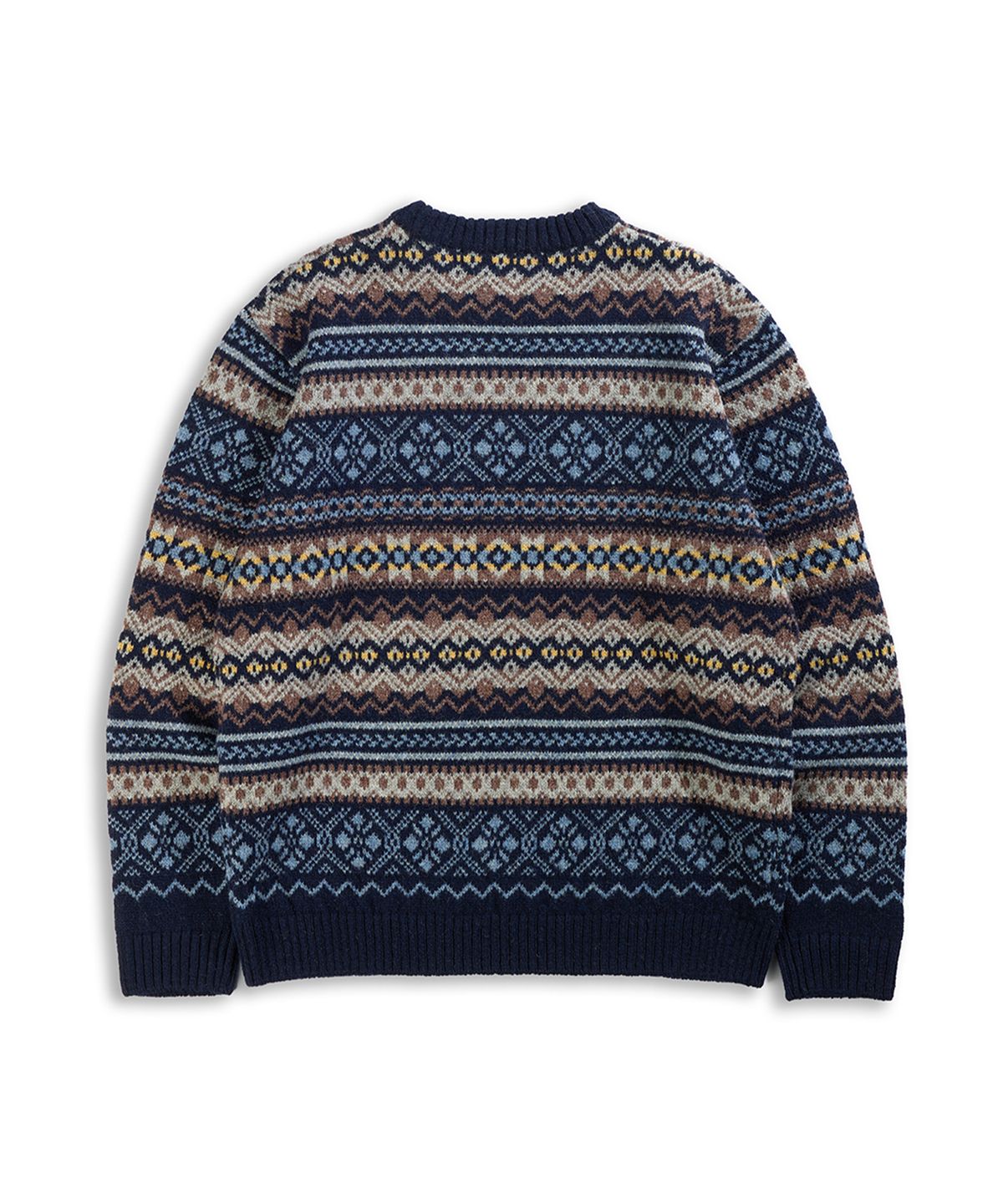 건지 울른스(Guernsey Woollens) 포트도일 페어아일 크루넥 스웨터 - 네이비
