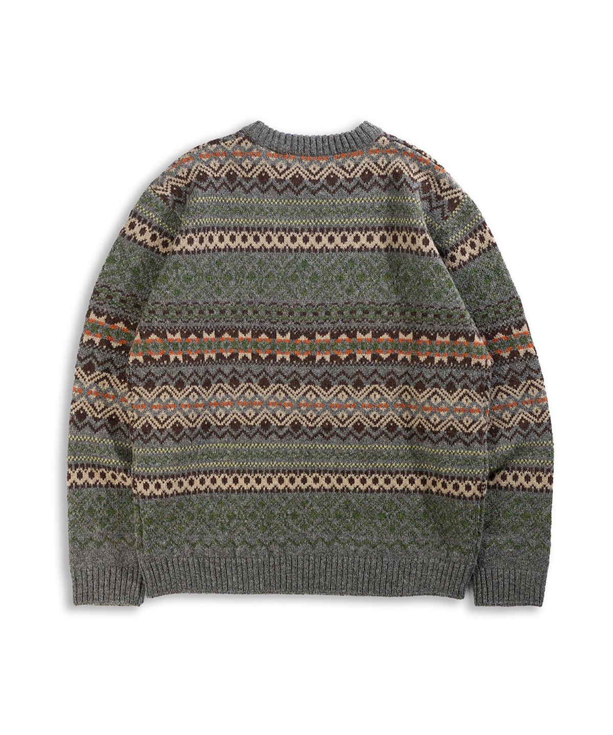 건지 울른스(Guernsey Woollens) 포트도일 페어아일 크루넥 스웨터 - 그레이