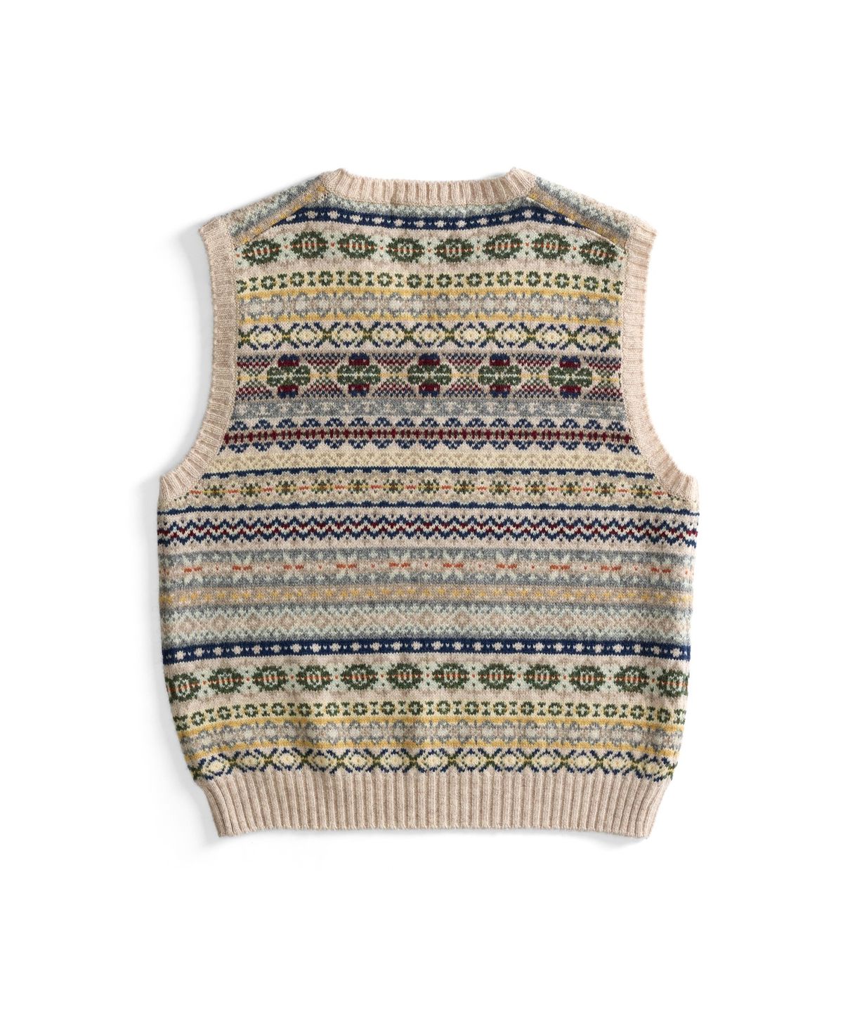 건지 울른스(Guernsey Woollens) 세인트피터 페어아일 브이넥 베스트 - 베이지