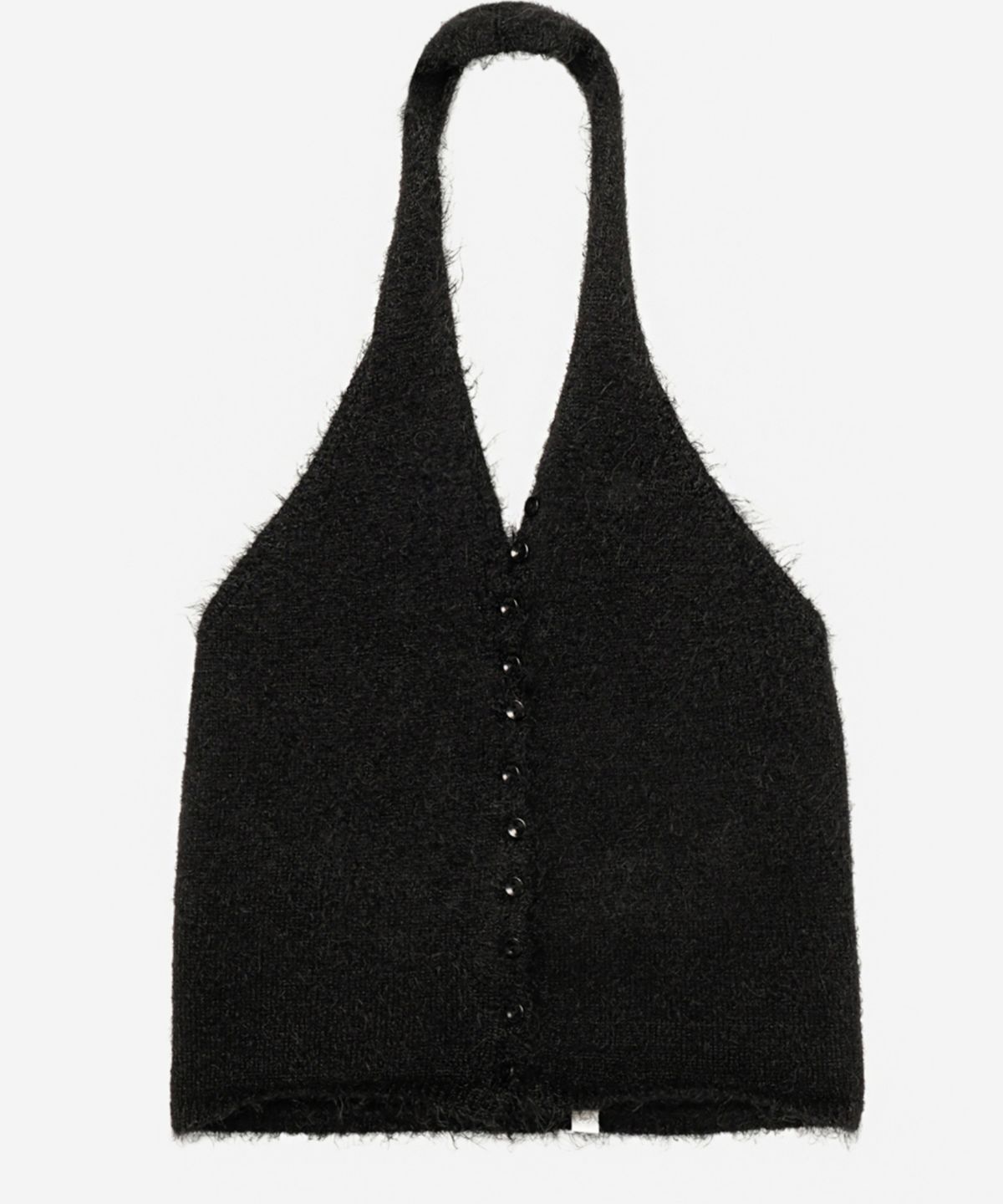 이어닝(YEARNING) HAIRY WOOL MUFFLER KNIT TOP, BLACK