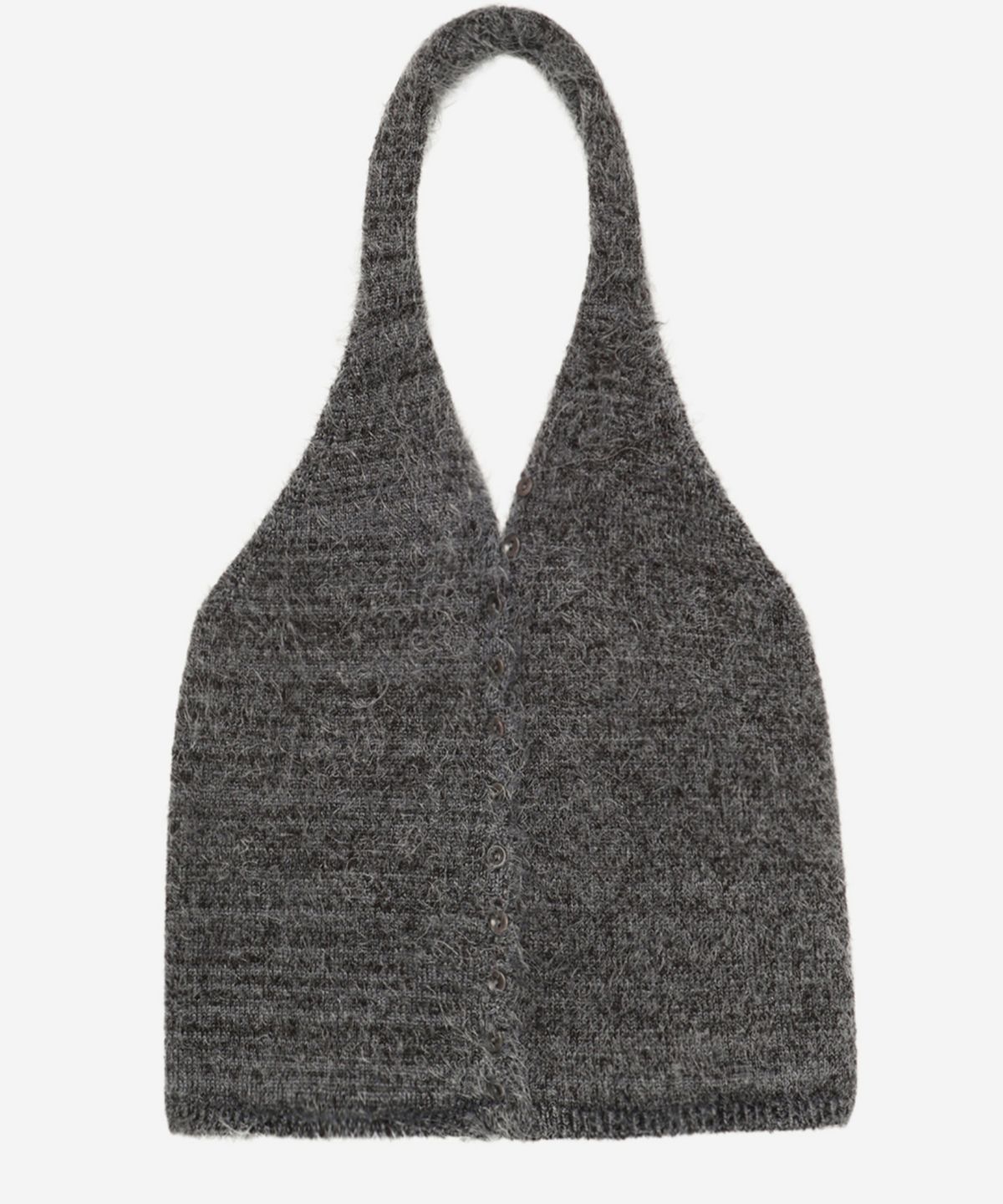 이어닝(YEARNING) HAIRY WOOL MUFFLER KNIT TOP, MIX GREY