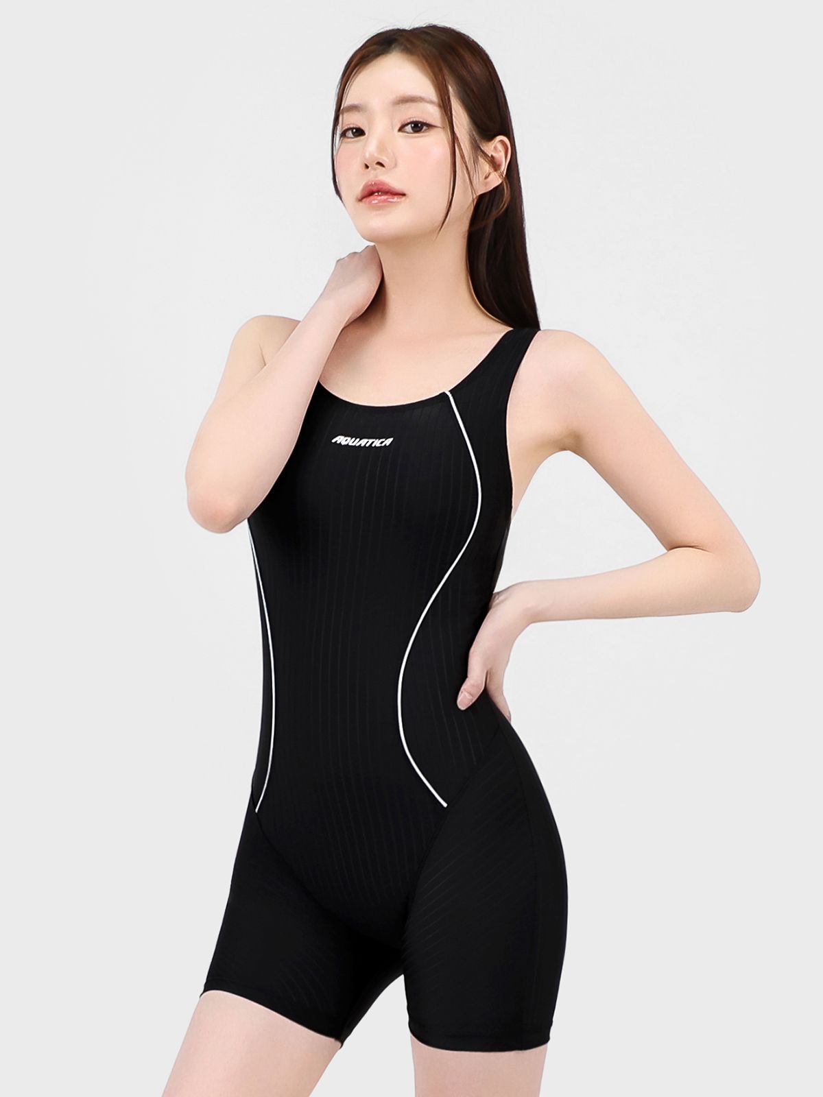 아쿠아티카(AQUATICA) 여성 U백 반신 수영복 AQA29360 일반용수경 파우치 코클립 7종세트