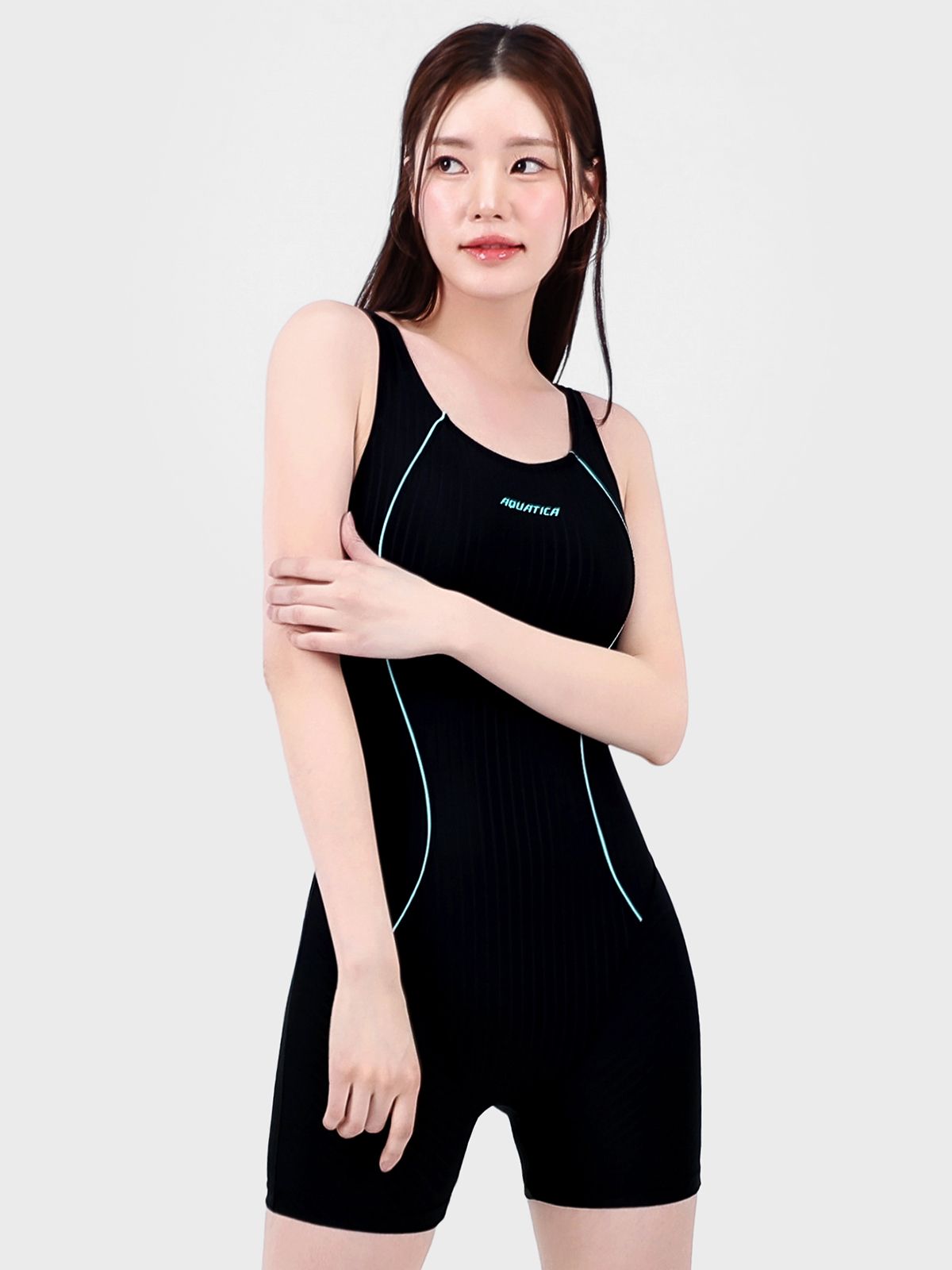 아쿠아티카(AQUATICA) 여성 U백 반신 수영복 AQA29362 일반용수경 파우치 코클립 7종세트