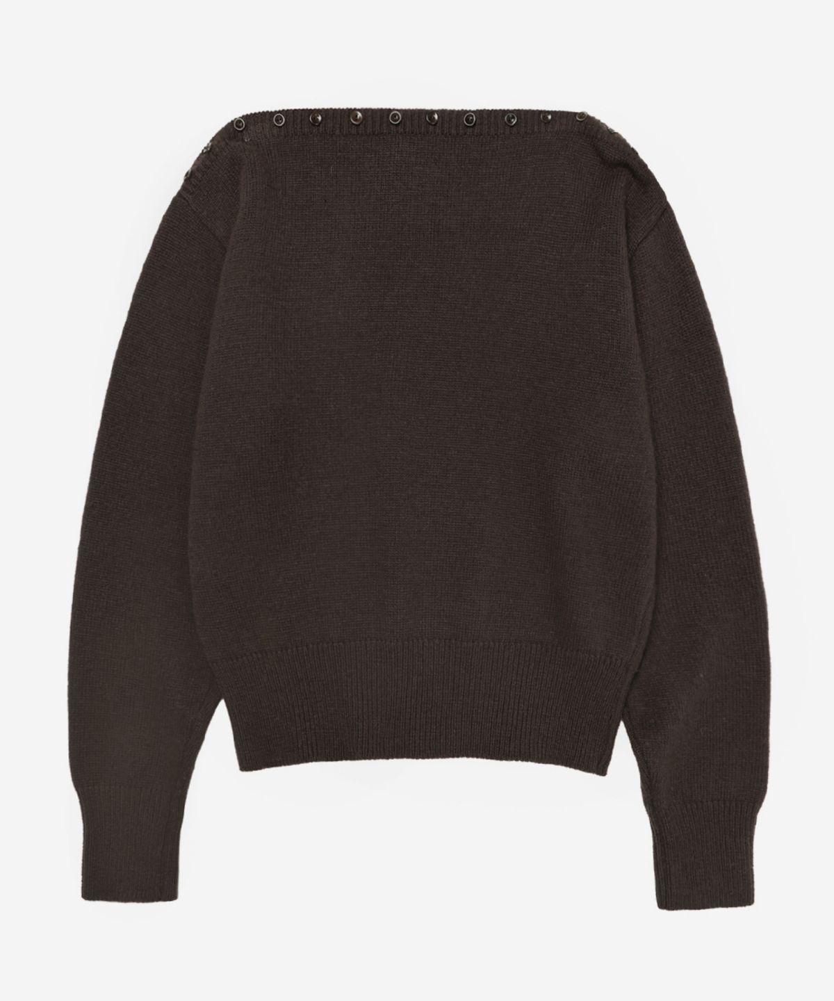 이어닝(YEARNING) MERINO WOOL BUTTON KNIT, ESPRESSO