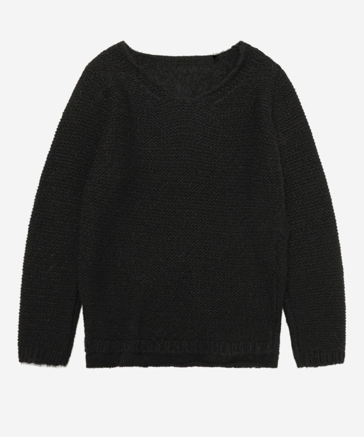 이어닝(YEARNING) FRONTBACK LOOSE NECK KNIT, BLACK