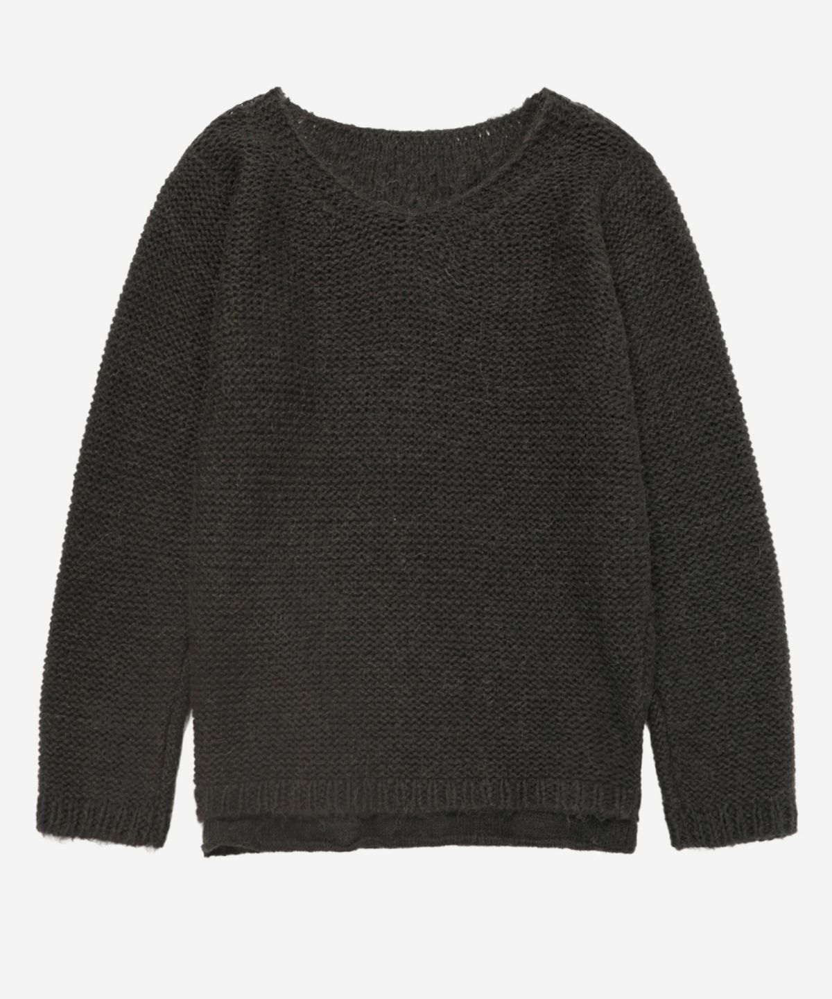 이어닝(YEARNING) FRONTBACK LOOSE NECK KNIT, MIST CHARCOAL
