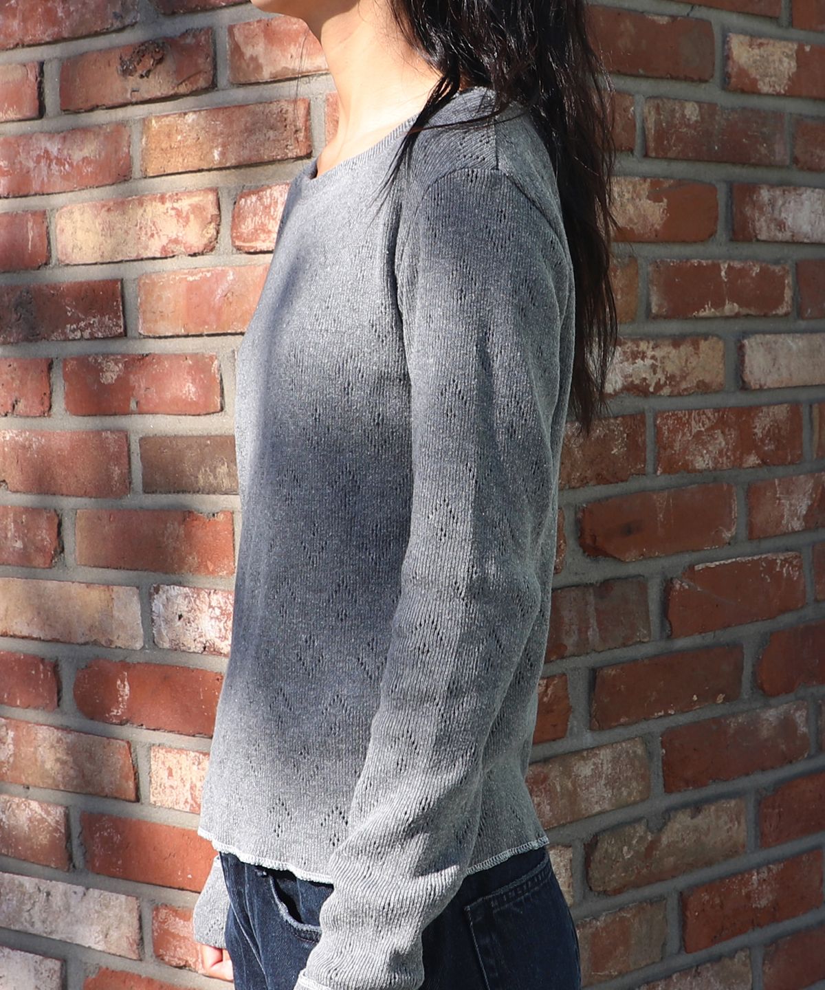 크루치(KRUCHI) Punching Knit (GREY) WOMENS