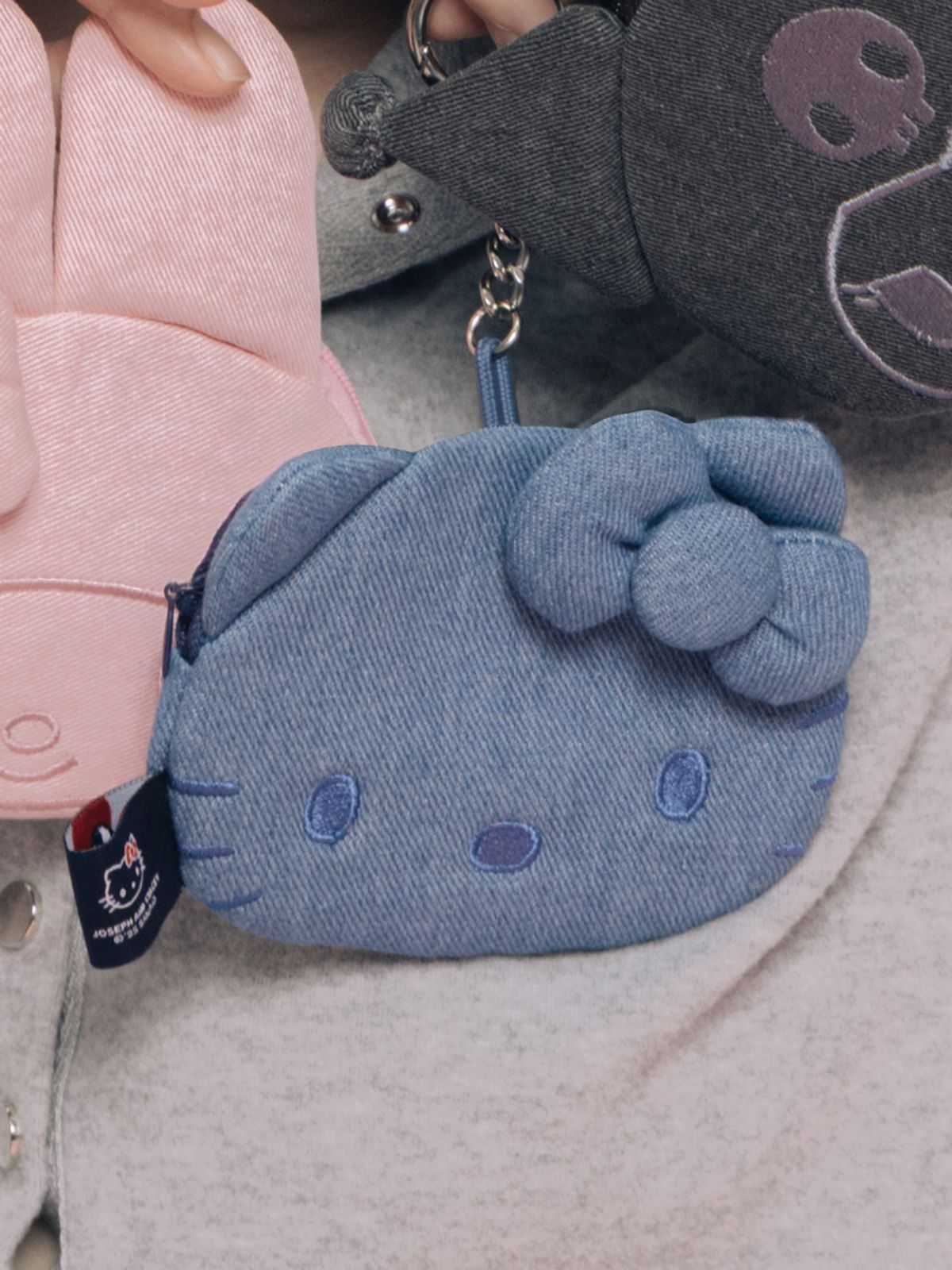 조셉앤스테이시(JOSEPH&STACEY) Denim Mini Pouch Hello Kitty Washed Blue
