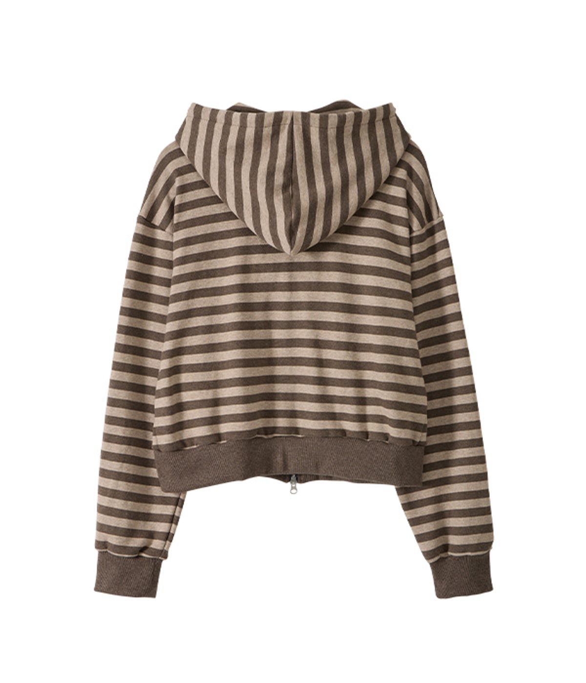 유쓰배쓰(YOUTHBATH) Lace Frame Stripe Hood Zip-Up_Brown