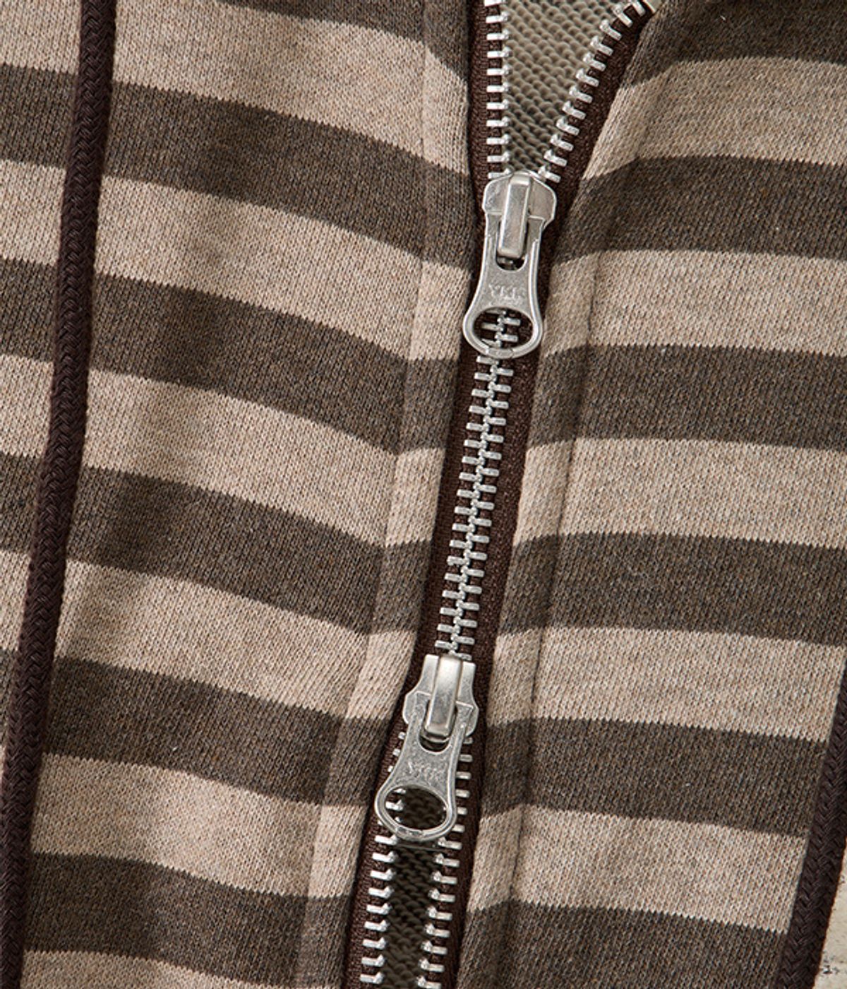 유쓰배쓰(YOUTHBATH) Lace Frame Stripe Hood Zip-Up_Brown