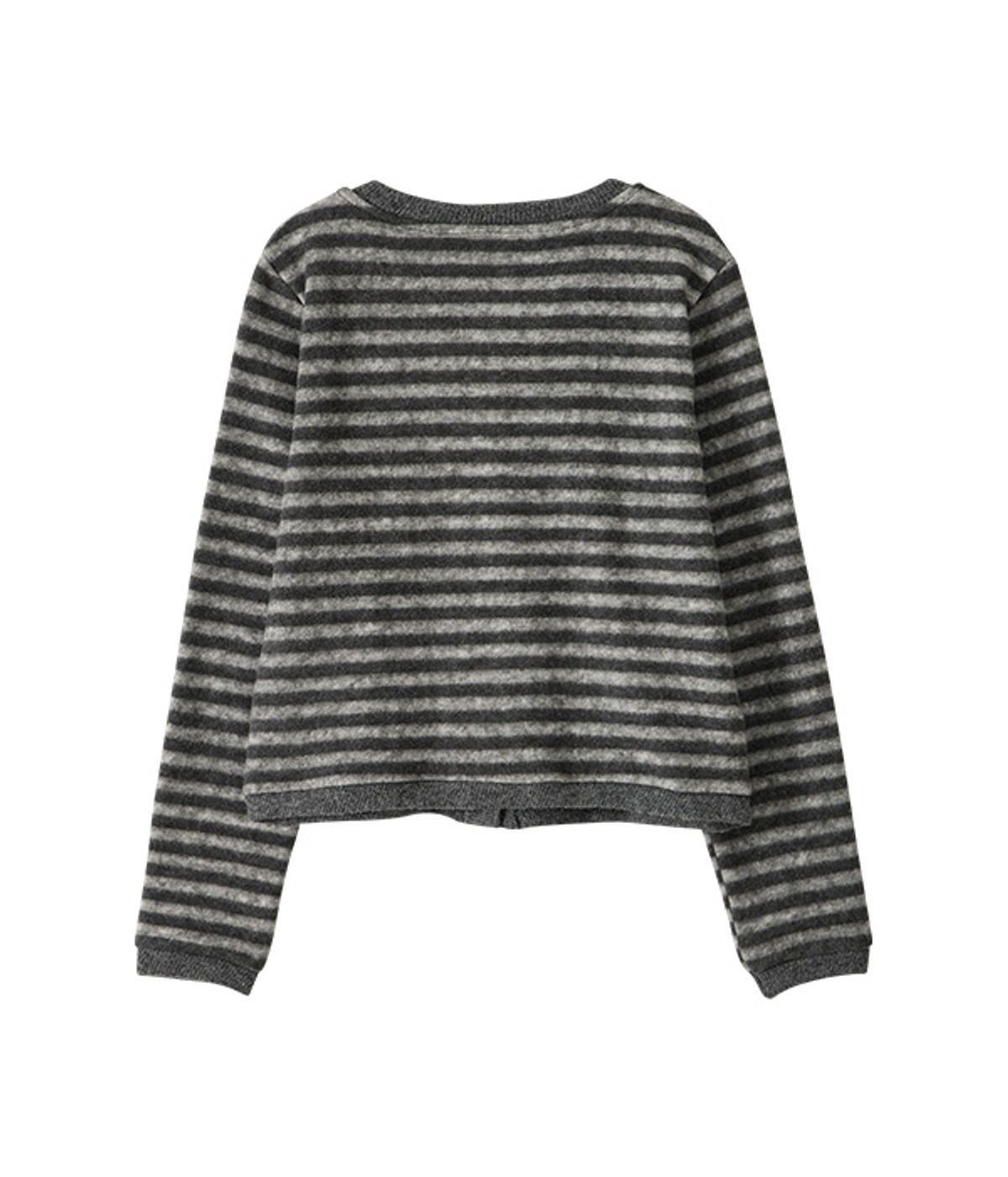 유쓰배쓰(YOUTHBATH) Cat Graphic Striped Cardigan_Charcoal