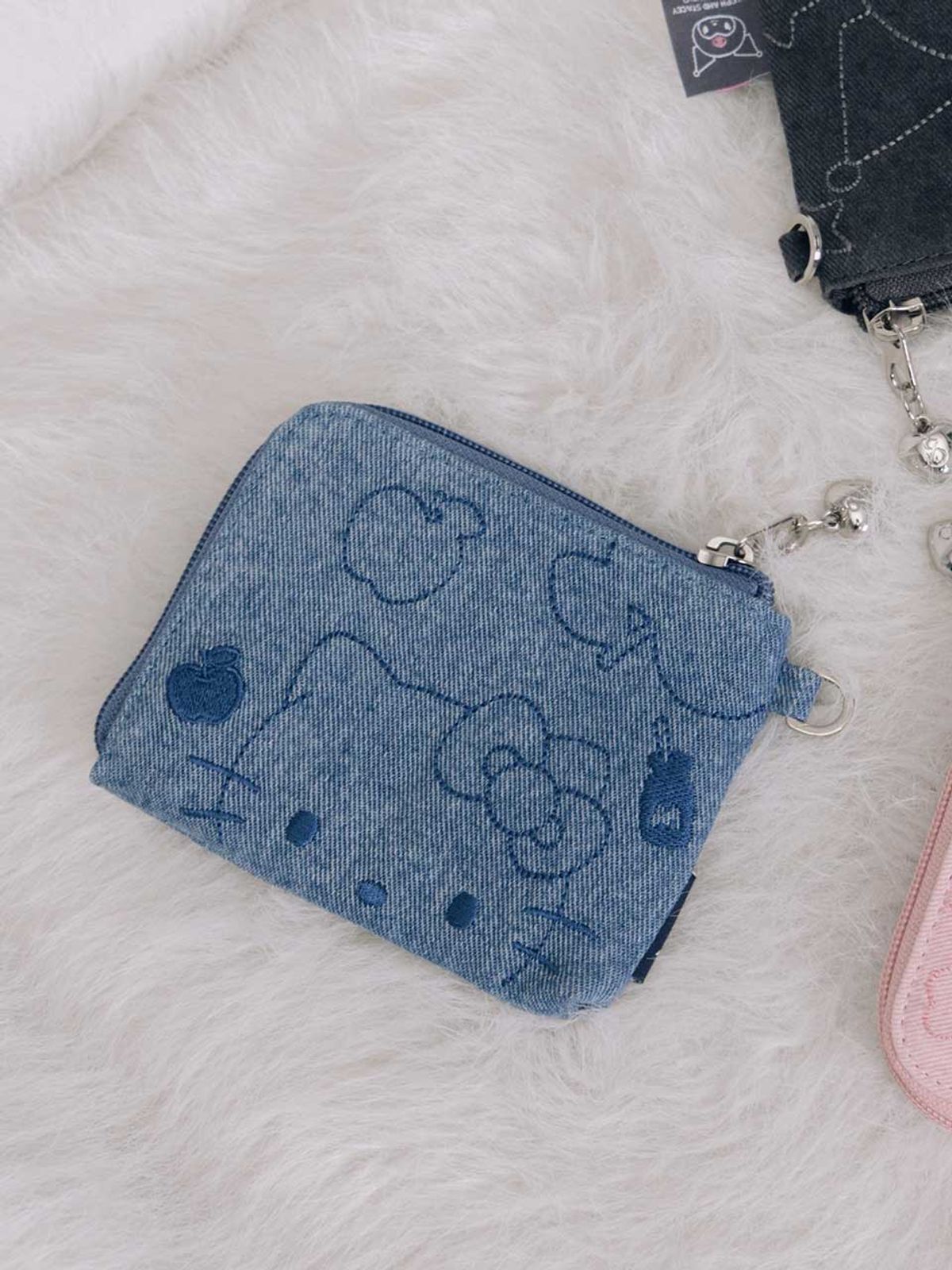 조셉앤스테이시(JOSEPH&STACEY) Denim Keyring Card Wallet Hello Kitty Washed Blue